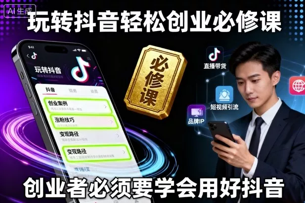 玩转抖音轻松创业必修课,创业者必须要学会用好抖音