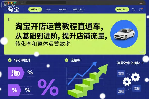 淘宝开店运营教程直通车,从基础到进阶,提升店铺流量,转化率和整体运营效率(更新11月)