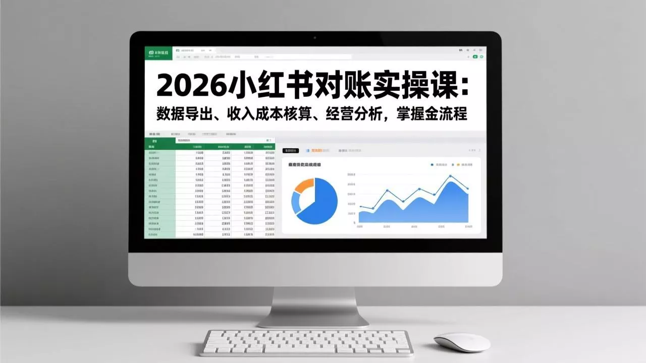 2026小红书对账实操课:数据导出、收入成本核算、经营分析,掌握全流程 2026小红书对账实操课:数据导出、收入成本核算、经营分析,掌握全流程