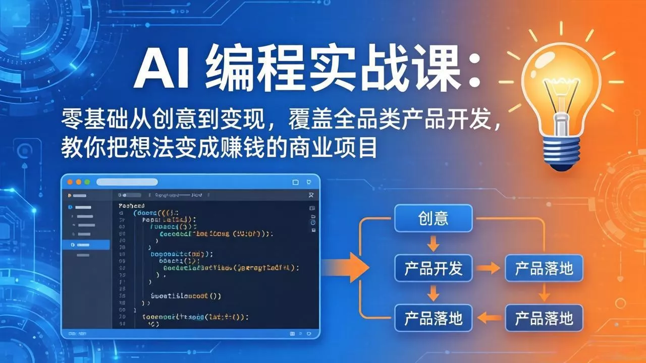 AI编程实战课-第三期 更新：零基础从创意到变现，覆盖全品类产品开发，把想法变成赚钱的项目 - 项目资源网