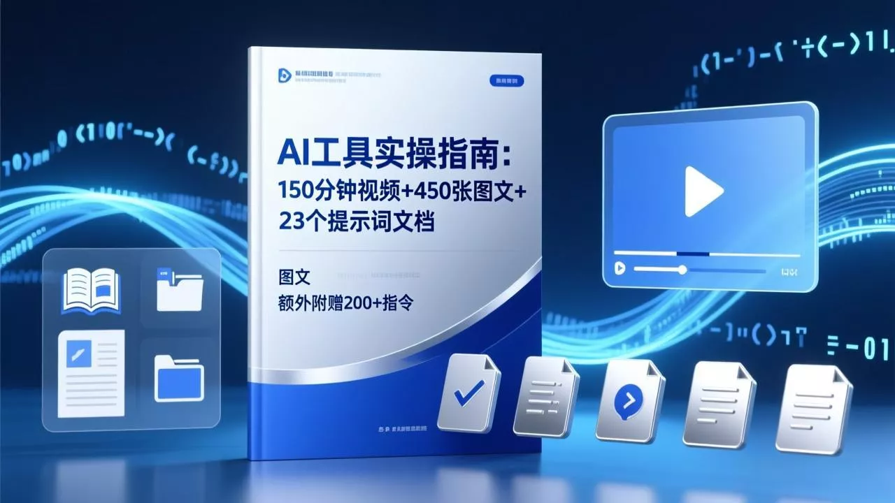 AI工具实操指南:150分钟视频+450张图文+23个提示词文档,额外附赠200+指令 AI工具实操指南:150分钟视频+450张图文+23个提示词文档,额外附赠200+指令