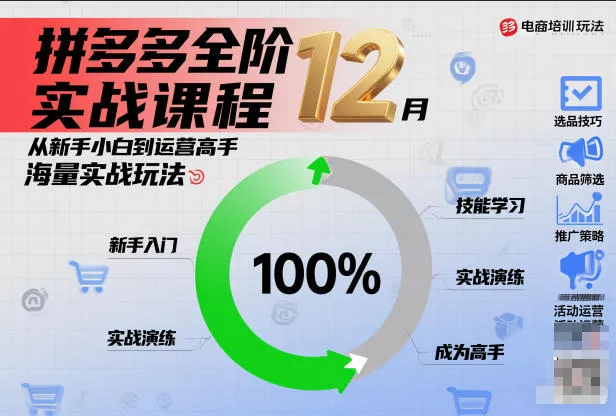 拼多多全阶实战课程12月,从新手小白到运营高手,海量实战玩法 拼多多全阶实战课程12月,从新手小白到运营高手,海量实战玩法