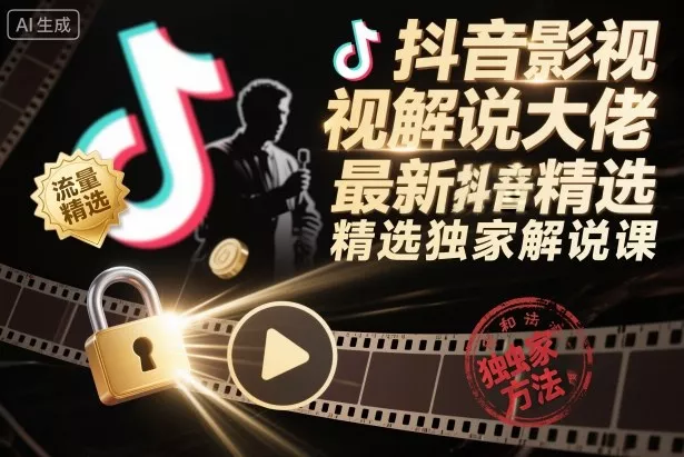 抖音影视解说大佬最新抖音进精选和独家方法,精选独家解说课