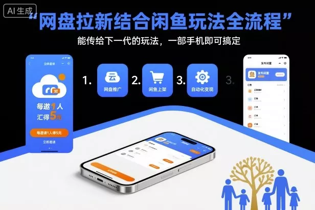 网盘拉新结合闲鱼玩法全流程,能传给下一代的玩法,一部手机即可搞定(附入口渠道以及实操教程)