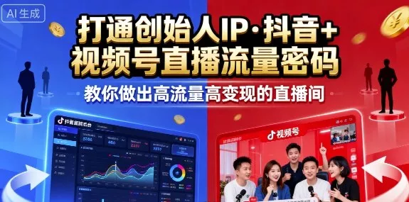 25年直播9-10两期线下课,打通创始人IP,抖音+视频号直播流量密码,教你做出高流量高变现的直播间