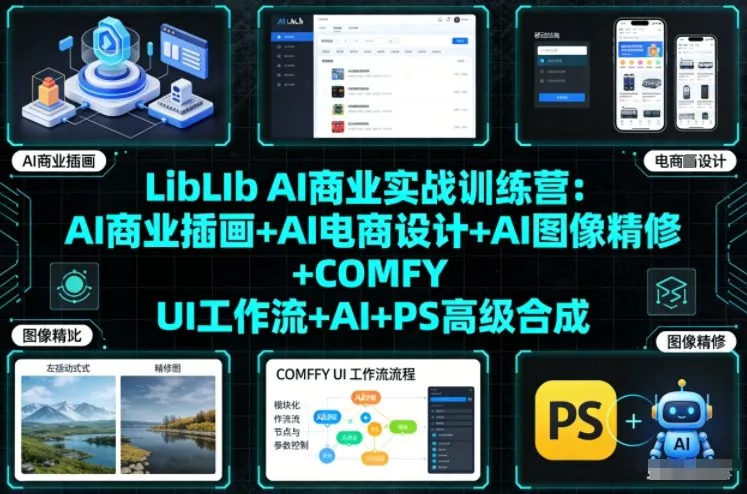 LibLIb AI商业实战训练营:AI商业插画+AI电商设计+AI图像精修+COMFY UI工作流+AI+PS高级合成 LibLIb AI商业实战训练营:AI商业插画+AI电商设计+AI图像精修+COMFY UI工作流+AI+PS高级合成