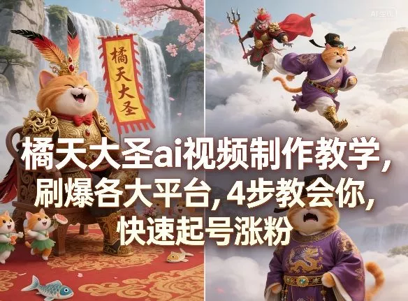 橘天大圣ai视频制作教学，刷爆各大平台，4步教会你，快速起号涨粉 - 项目资源网