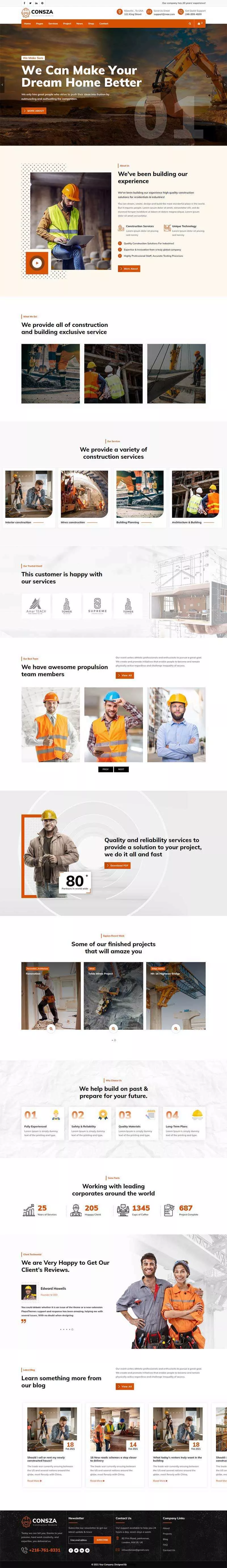 响应式房地产建筑工程企业网站HTML5模板 - 项目资源网