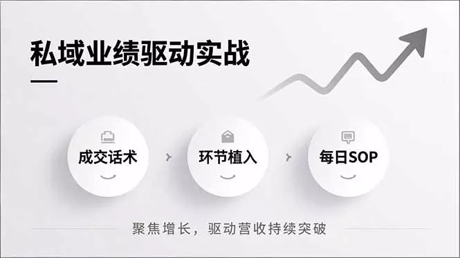 私域业绩驱动实战,成交话术、环节植入、每日SOP,聚焦增长,驱动营收持续突破 私域业绩驱动实战,成交话术、环节植入、每日SOP,聚焦增长,驱动营收持续突破