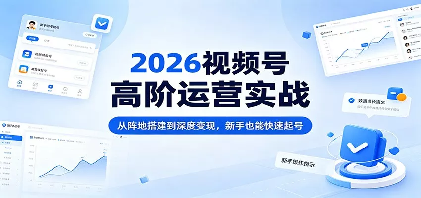 2026视频号高阶运营实战：从阵地搭建到深度变现，新手也能快速起号 - 项目资源网