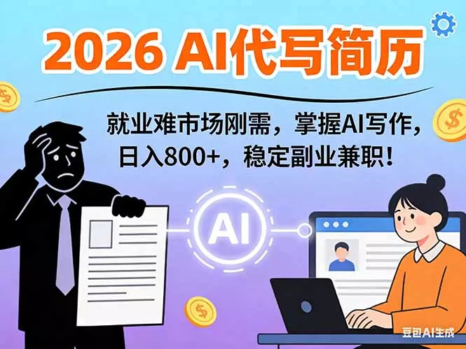 AI代写简历,超暴利,用万能模板月入1-3万实战教程,2026年市场刚需! AI代写简历,超暴利,用万能模板月入1-3万实战教程,2026年市场刚需!