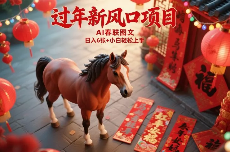 过年新风口项目,用ai春联图文,日入6张+小白轻松上手【揭秘】 过年新风口项目,用ai春联图文,日入6张+小白轻松上手【揭秘】