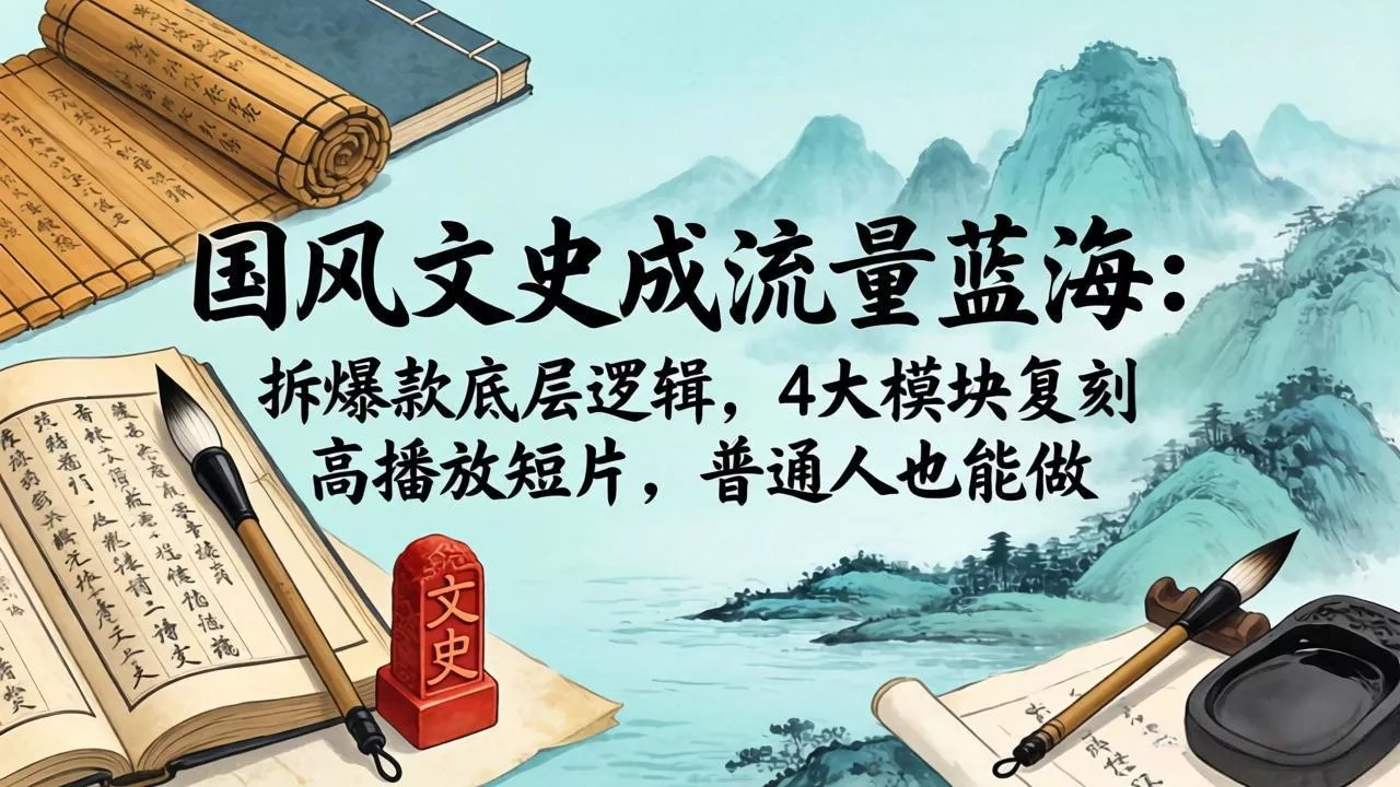 国风文史成流量蓝海：拆爆款底层逻辑，4大模块复刻高播放短片，普通人也能做 - 项目资源网