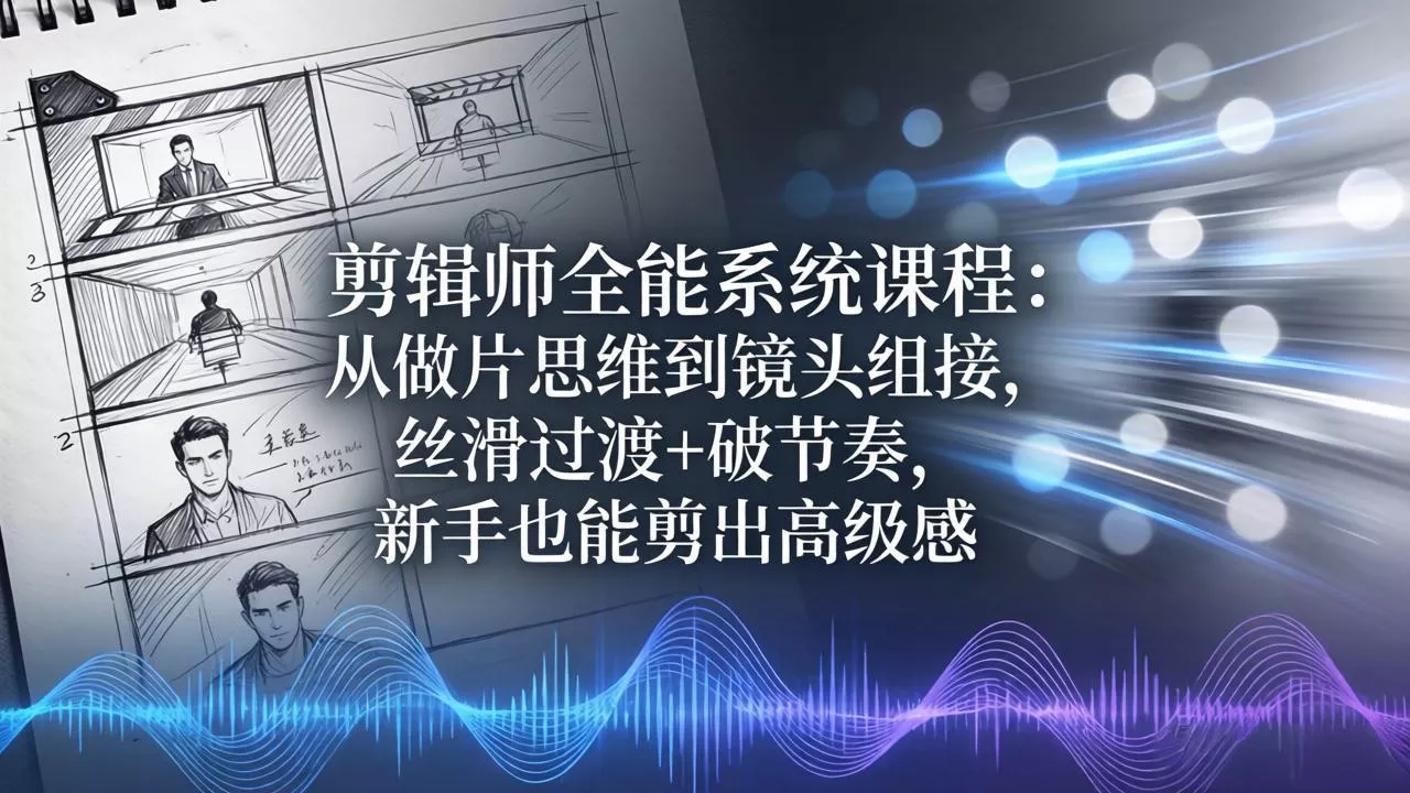 剪辑师全能系统课程：从做片思维到镜头组接，丝滑过渡+破节奏，新手也能剪出高级感 - 项目资源网