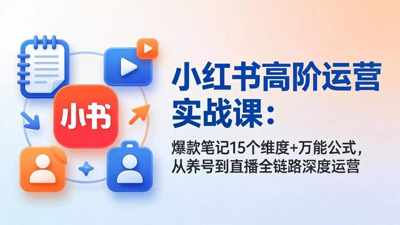 小红书高阶运营实战课：爆款笔记15个维度+万能公式，从养号到直播全链路深度运营 - 项目资源网