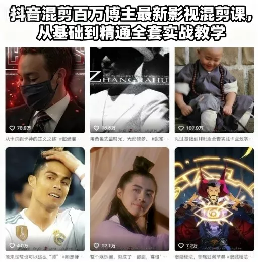 抖音混剪百万博主最新影视混剪课，从基础到精通全套实战教学(更新) - 项目资源网