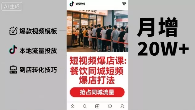 短视频爆店课,餐饮同城短视频爆店打法