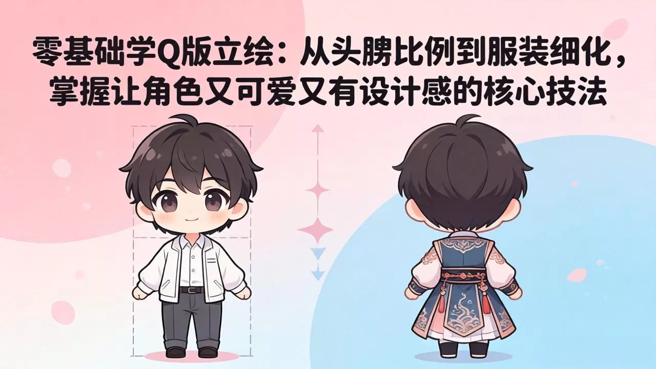 零基础学Q版立绘:从头身比例到服装细化,掌握让角色又可爱又有设计感的核心技法 零基础学Q版立绘:从头身比例到服装细化,掌握让角色又可爱又有设计感的核心技法