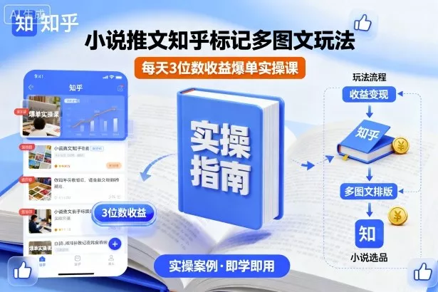 小说推文知乎标记多图文玩法,每天3位数收益爆单实操课