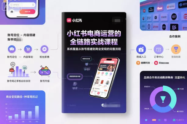 小红书电商运营的全链路实战课程,系统覆盖从账号搭建到商业变现的完整流程