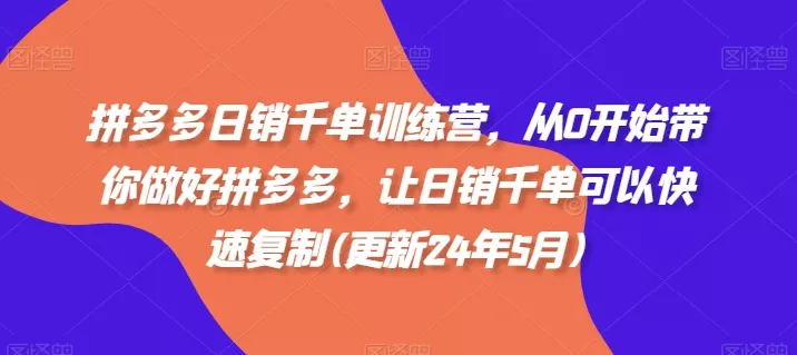 拼多多日销千单训练营，从0开始带你做好拼多多，让日销千单可以快速复制(更新25年11月) - 项目资源网