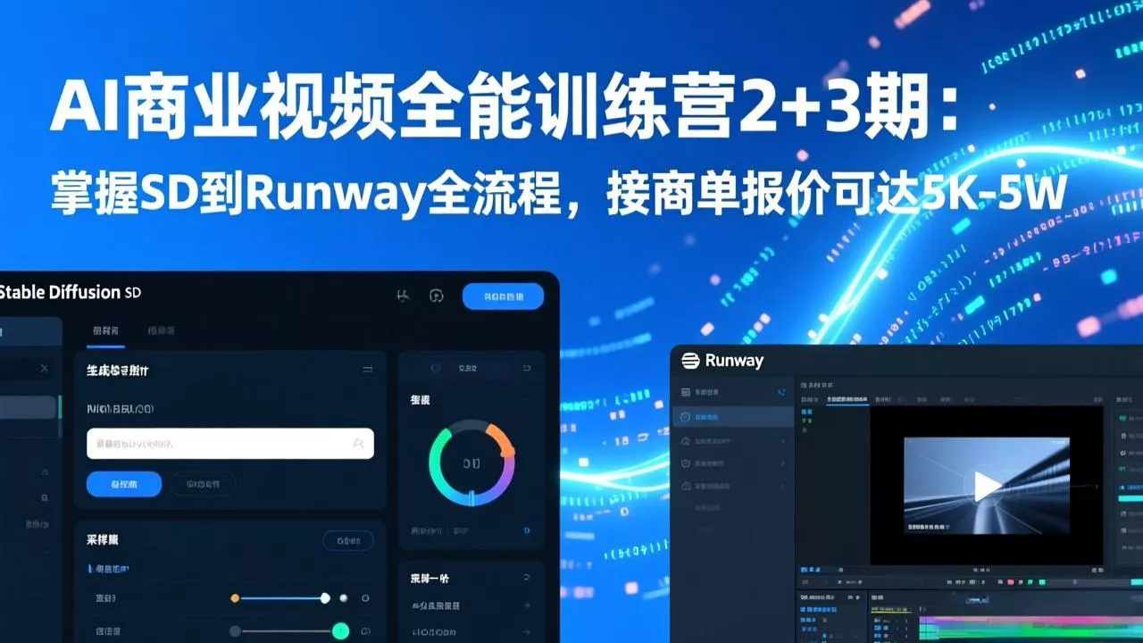 AI商业视频全能训练营2+3期:掌握SD到Runway全流程,接商单报价可达5K-5W AI商业视频全能训练营2+3期:掌握SD到Runway全流程,接商单报价可达5K-5W