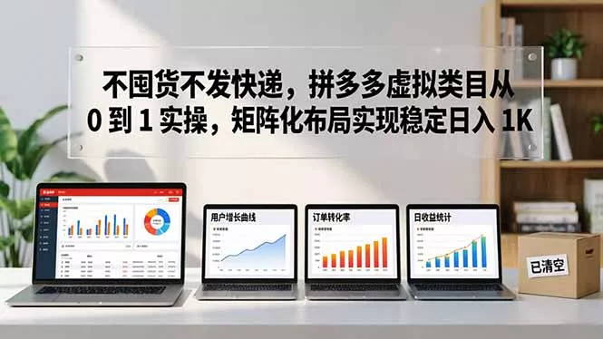 不囤货不发快递,拼多多虚拟类目从 0 到 1 实操,矩阵化布局实现稳定日入 1K 不囤货不发快递,拼多多虚拟类目从 0 到 1 实操,矩阵化布局实现稳定日入 1K