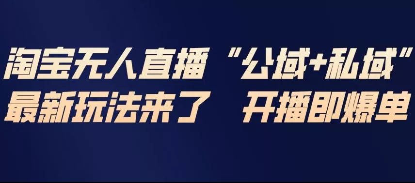 淘宝无人直播完整教程,公试+私域,最新玩法来了,开播即爆单 淘宝无人直播完整教程,公试+私域,最新玩法来了,开播即爆单