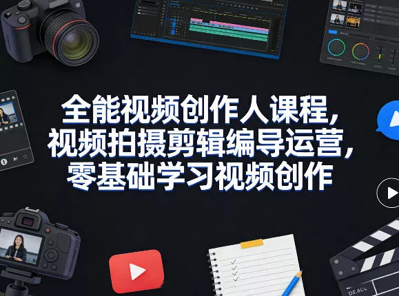 全能视频创作人课程，视频拍摄剪辑编导运营，零基础学习视频创作(更新2026年3月) - 项目资源网