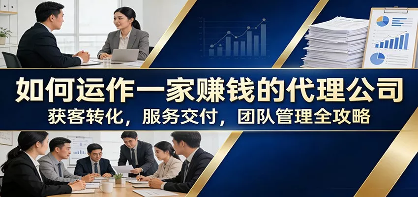如何运作一家赚钱的代理公司：获客转化，服务交付，团队管理全攻略 - 项目资源网