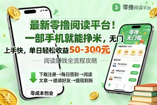 最新零撸阅读平台!一部手机就能挣米,无门槛上手快,单日轻松收益50-3张【揭秘】