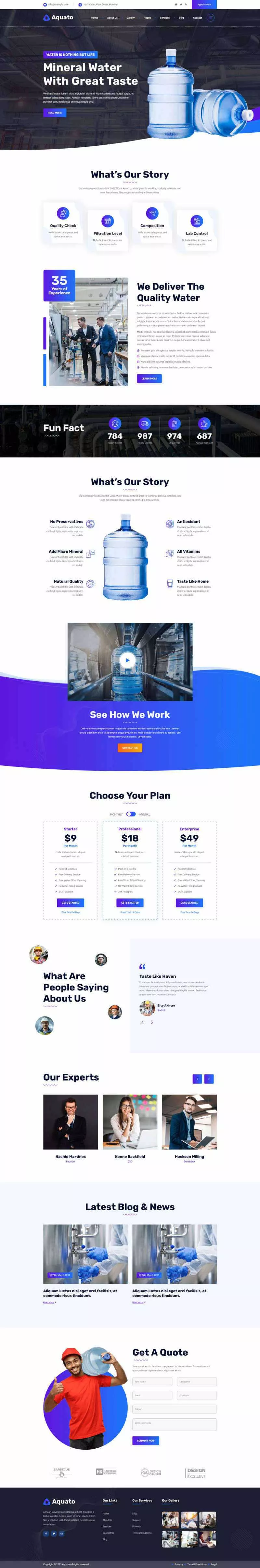 bootstrap饮用水送货服务公司网站HTML模板 - 项目资源网