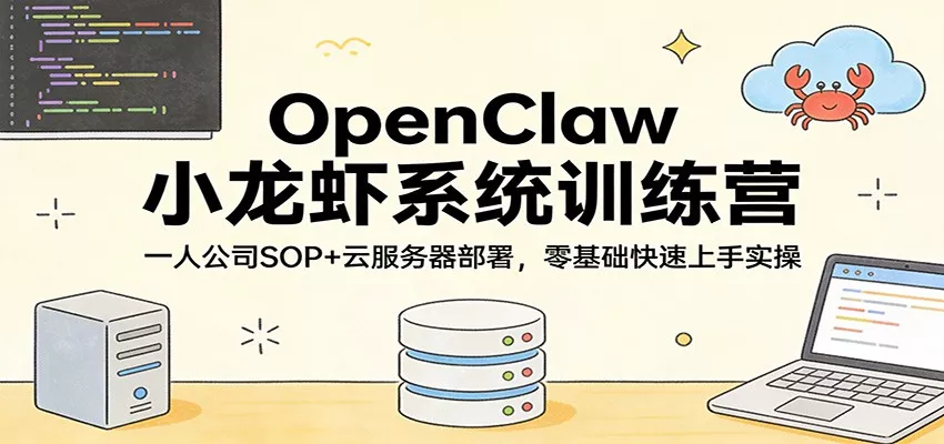 OpenClaw小龙虾系统训练营：一人公司SOP，云服务器部署，零基础快速上手实操 - 项目资源网