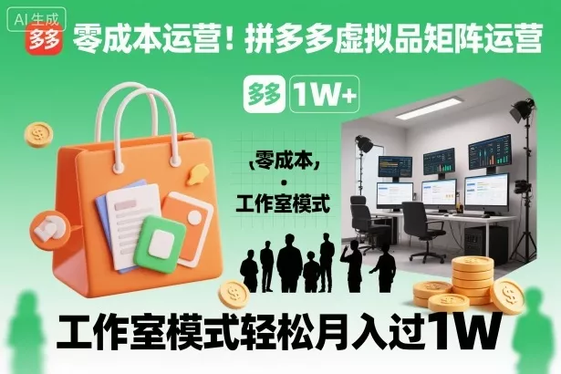 零成本运营！拼多多虚拟品矩阵运营，工作室模式轻松月入过1W - 项目资源网