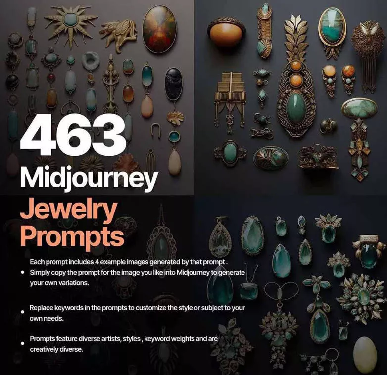 460+专业Midjourney珠宝摄影AI提示词戒指,项链-耳环-手链-宝石等,立即开始创作珠宝艺术 460+专业Midjourney珠宝摄影AI提示词戒指,项链-耳环-手链-宝石等,立即开始创作珠宝艺术