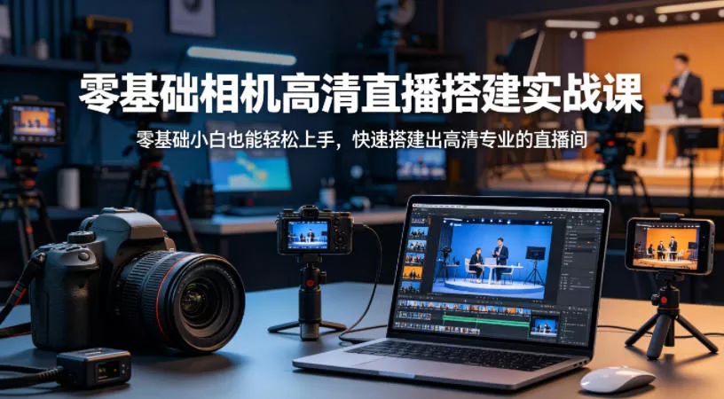 零基础相机高清直播间搭建实战课，小白也能轻松上手，快速搭建出高清专业的直播间 - 项目资源网