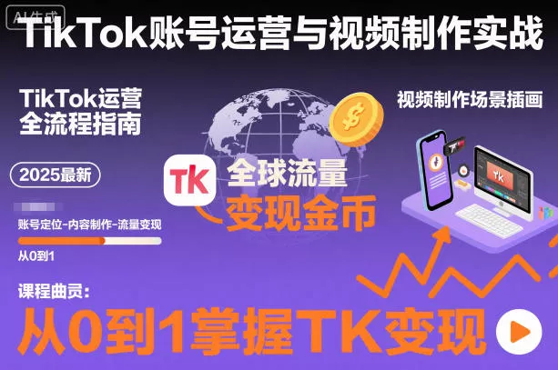 2025最新TikTok账号运营与视频制作实战全流程,从0到1掌握TK变现(含11月最新TK搬运技术)