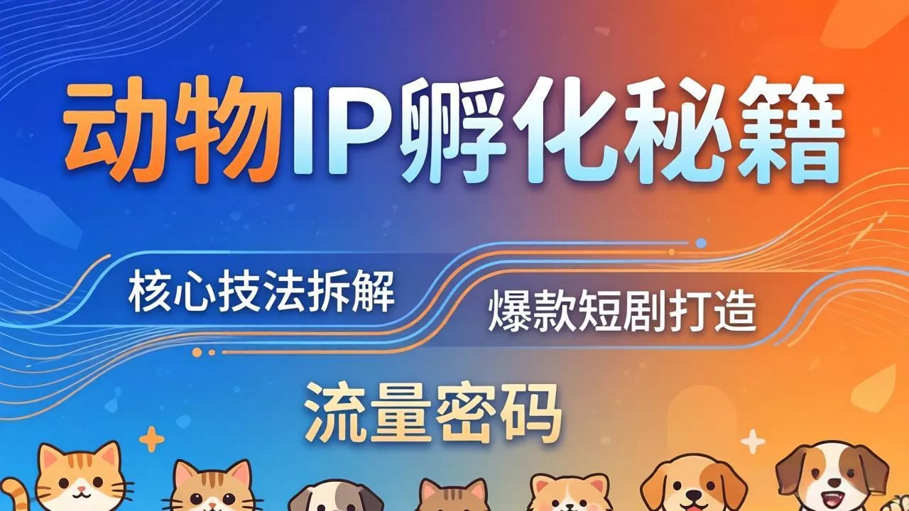 动物IP孵化全套秘籍，三大核心技法拆解，打造爆款萌宠短剧，轻松拿捏赛道流量密码 - 项目资源网