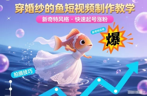 穿婚纱的鱼短视频制作教学,新奇特风格,快速起号涨粉 穿婚纱的鱼短视频制作教学,新奇特风格,快速起号涨粉