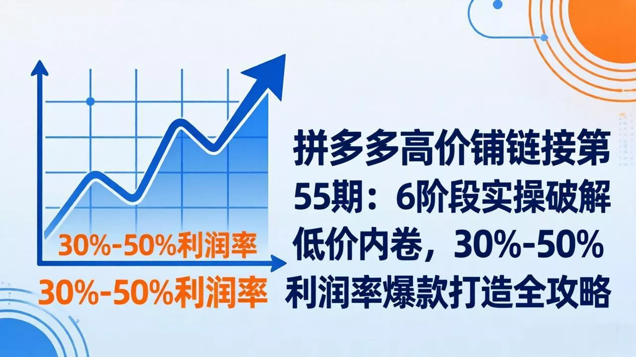拼多多高价铺链接第55期:6阶段实操破解低价内卷,30%-50%利润率爆款打造全攻略 拼多多高价铺链接第55期:6阶段实操破解低价内卷,30%-50%利润率爆款打造全攻略