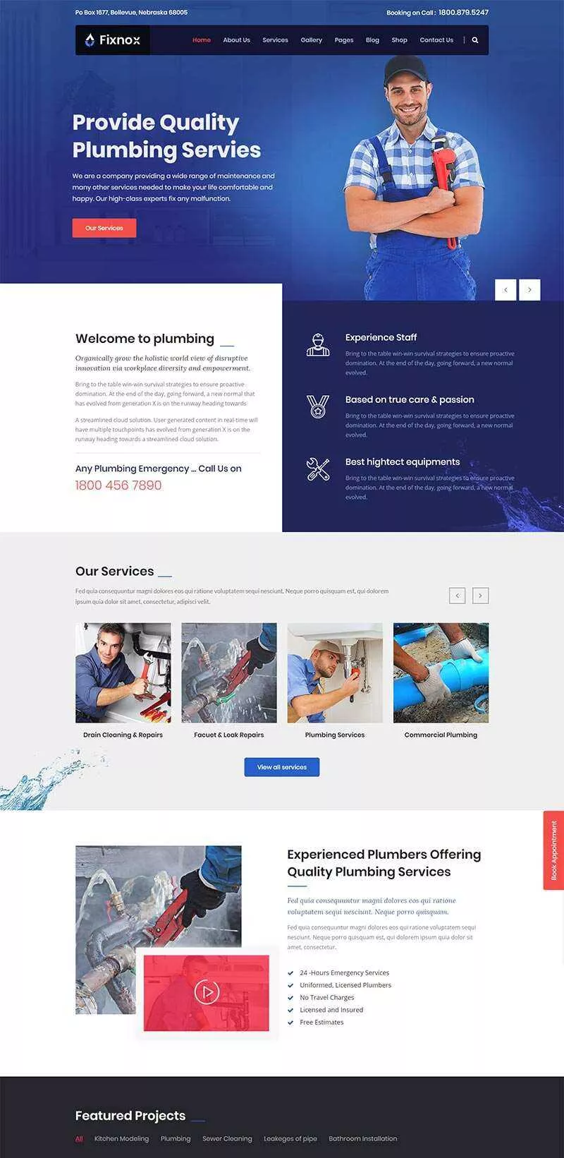 Bootstrap管道修理家政保洁公司网站html模板 - 项目资源网