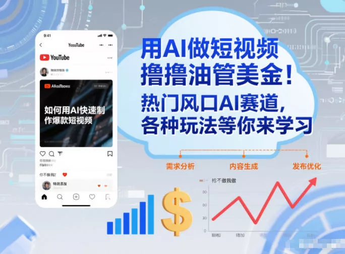 用AI做短视频撸油管美金,热门风口AI赛道,你不做我做,各种玩法等你来学习 用AI做短视频撸油管美金,热门风口AI赛道,你不做我做,各种玩法等你来学习