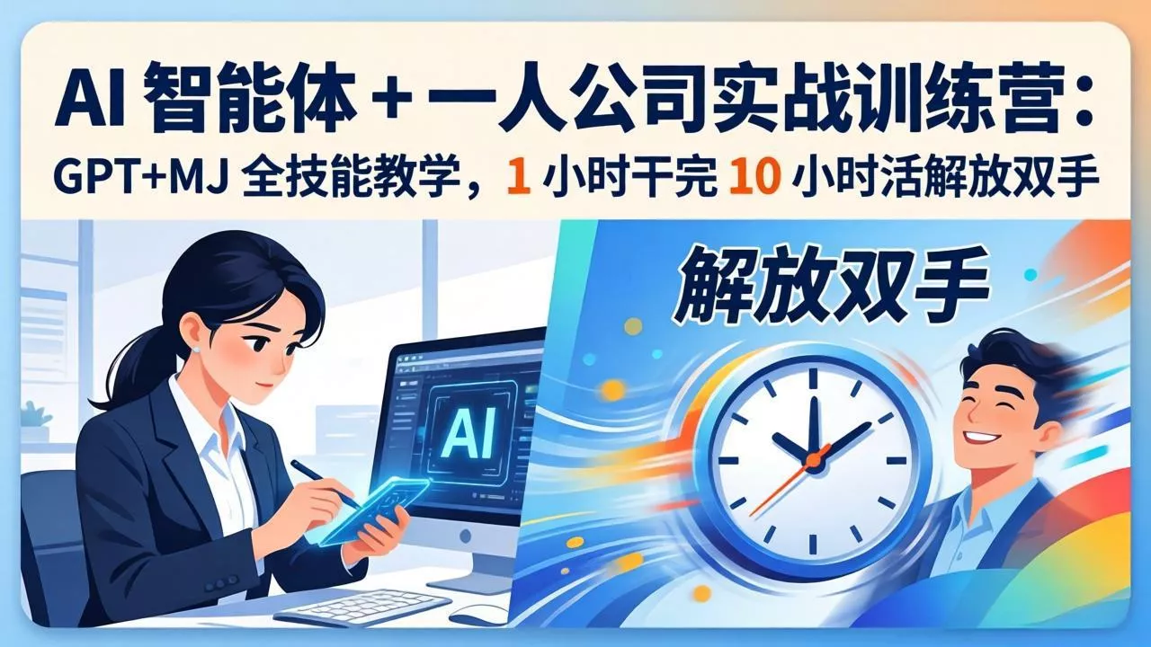 AI 智能体 + 一人公司实战训练营：GPT+MJ 全技能教学，1 小时干完 10 小时活解放双手 - 项目资源网
